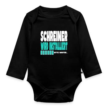 Schreiner wird installiert - Baby Bio-Langarm-Body - Schwarz - Vorne