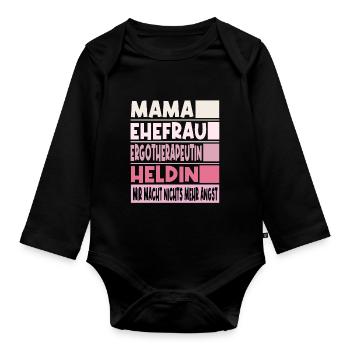 Ergotherapeutin Mama Ehefrau Heldin - Baby Bio-Langarm-Body - Schwarz - Vorne