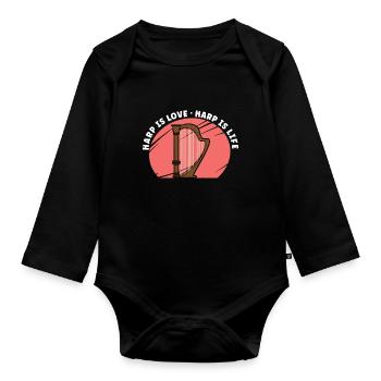 Harp Musical Instrument Harp Teacher - Organic Longsleeve Baby Bodysuit - black - Front
