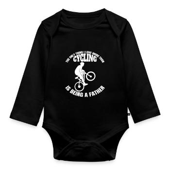 Fahrrad Vater Radfahren Fahrradtour Papa Radeln - Baby Bio-Langarm-Body - Schwarz - Vorne