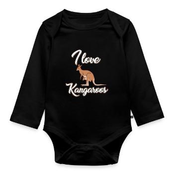 J’adore les kangourous - Body Bébé bio manches longues - noir - Devant