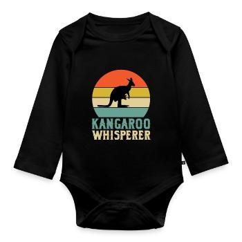 Kangaroo Whisperer - Organic Longsleeve Baby Bodysuit - black - Front