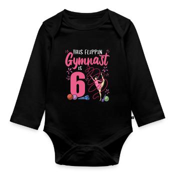 Ce gymnaste flipping est l’anniversaire de 6 gymnastes - Body Bébé bio manches longues - noir - Devant