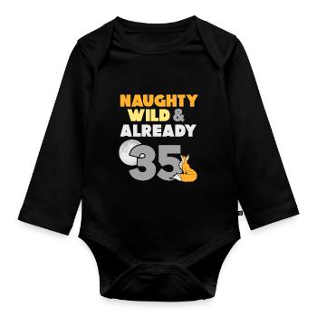 Geschenk 35 Jahre Geburtstag Frau Fuchs - Baby Bio-Langarm-Body - Schwarz - Vorne
