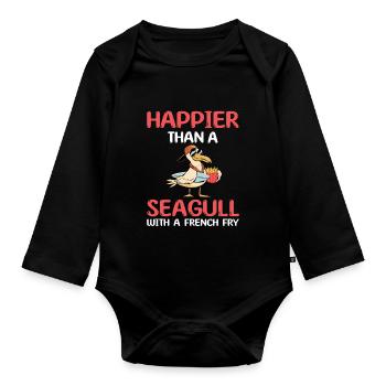 Costume de mouette Français frites - Body Bébé bio manches longues - noir - Devant