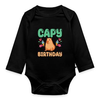 Capybara Geburtstaggeschenk - Baby Bio-Langarm-Body - Schwarz - Vorne