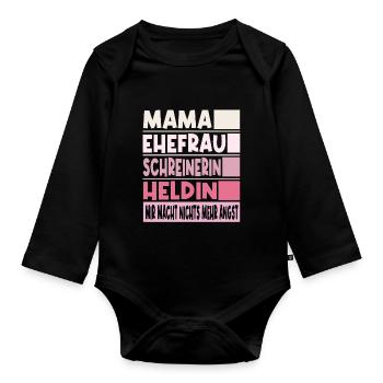Schreinerin Mama Ehefrau Heldin - Baby Bio-Langarm-Body - Schwarz - Vorne