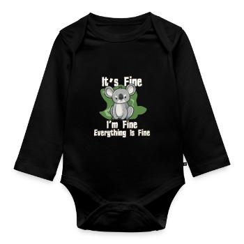 Es geht mir gut Alles gut Koala - Baby Bio-Langarm-Body - Schwarz - Vorne