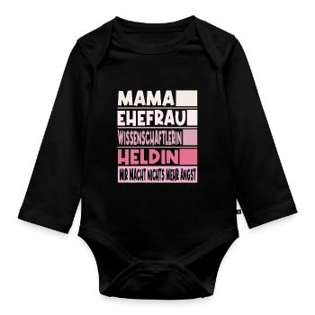 Wissenschaftlerin Mama Ehefrau Heldin - Baby Bio-Langarm-Body - Schwarz - Vorne