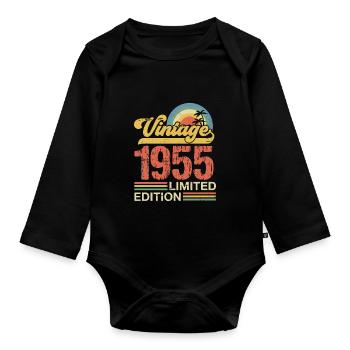 1955 - Organic Longsleeve Baby Bodysuit - black - Front