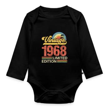 1968 - Organic Longsleeve Baby Bodysuit - black - Front