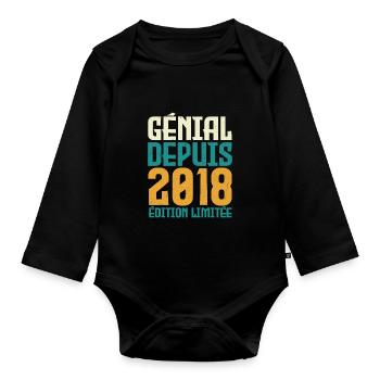Génial depuis 2018 - Body Bébé bio manches longues - noir - Devant