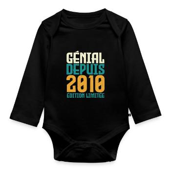 Génial depuis 2010 - Body Bébé bio manches longues - noir - Devant