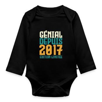 Génial depuis 2017 - Body Bébé bio manches longues - noir - Devant