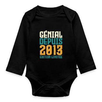 Génial depuis 2013 - Body Bébé bio manches longues - noir - Devant