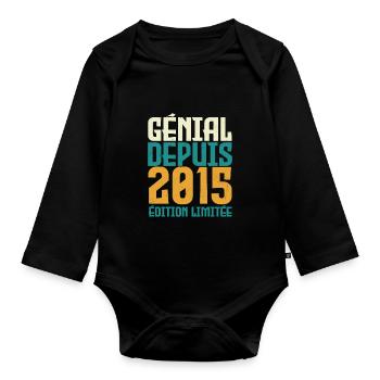 Génial depuis 2015 - Body Bébé bio manches longues - noir - Devant