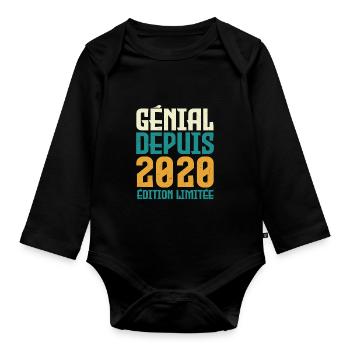 Génial depuis 2020 - Body Bébé bio manches longues - noir - Devant