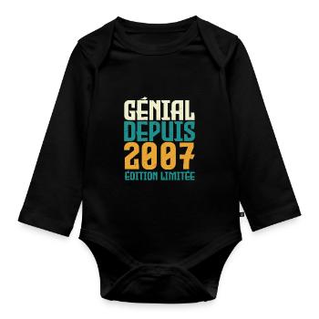 Génial depuis 2007 - Body Bébé bio manches longues - noir - Devant