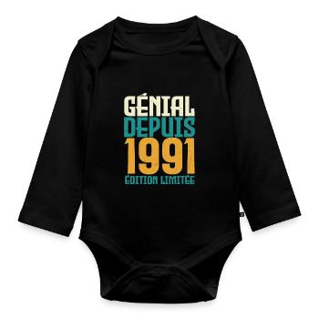 Génial depuis 1991 - Body Bébé bio manches longues - noir - Devant