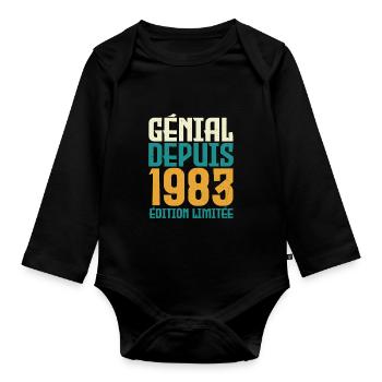 Génial depuis 1983 - Body Bébé bio manches longues - noir - Devant