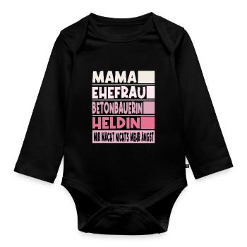 Betonbauerin Mama Ehefrau Heldin - Baby Bio-Langarm-Body - Schwarz - Vorne