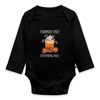 Coffee Drinker Pumpkin Autumn - Organic Longsleeve Baby Bodysuit - black - Front
