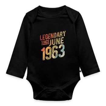 60th Birthday Gift Legendary Since June 1963 60 Ye - Baby Bio-Langarm-Body - Schwarz - Vorne