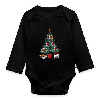 Christmas tree - Organic Longsleeve Baby Bodysuit - black - Front
