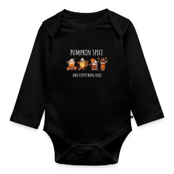 Pumpkin Autumn Coffee Mug - Organic Longsleeve Baby Bodysuit - black - Front