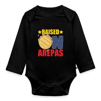 Élevé sur Arepas - Body Bébé bio manches longues - noir - Devant