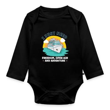 Boating Boat Captain Cruise Ship - Organic Longsleeve Baby Bodysuit - black - Front