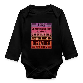 Illustrator Geburtstag Dezember geboren - Baby Bio-Langarm-Body - Schwarz - Vorne