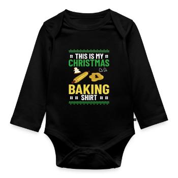 Christmas Baking Cookies Cookies Gingerbread - Organic Longsleeve Baby Bodysuit - black - Front