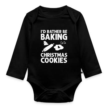 Christmas Baking Cookies Cookies Gingerbread - Organic Longsleeve Baby Bodysuit - black - Front