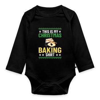 Christmas Baking Cookies Cookies Gingerbread - Organic Longsleeve Baby Bodysuit - black - Front