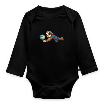 Volleyball Niedliches Faultier Jungen Mädchen - - Baby Bio-Langarm-Body - Schwarz - Vorne