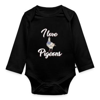 Ich Liebe Tauben - Baby Bio-Langarm-Body - Schwarz - Vorne