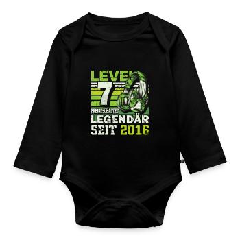 Level 7 freigeschaltet legendär seit 2016 - Baby Bio-Langarm-Body - Schwarz - Vorne
