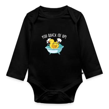 Canard en caoutchouc Canards Chasse aux oiseaux Amateur de canard Idée cadeau - Body Bébé bio manches longues - noir - Devant