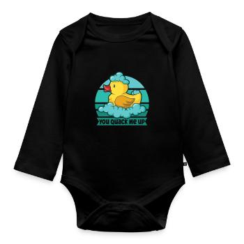 Canard en caoutchouc Canards Chasse aux oiseaux Amateur de canard Idée cadeau - Body Bébé bio manches longues - noir - Devant