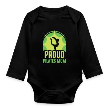 Fière Pilates Mama Mami Mère Amante - Body Bébé bio manches longues - noir - Devant