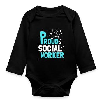 Proud Social Worker Social Work Education - Organic Longsleeve Baby Bodysuit - black - Front