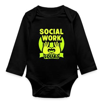 Équipe Travail social Travailleurs sociaux Travail social - Body Bébé bio manches longues - noir - Devant