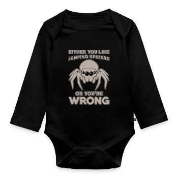 Springspinne Spruch - Baby Bio-Langarm-Body - Schwarz - Vorne