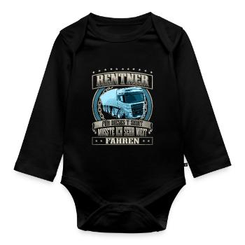 LKW Fahrer Rentner - Baby Bio-Langarm-Body - Schwarz - Vorne