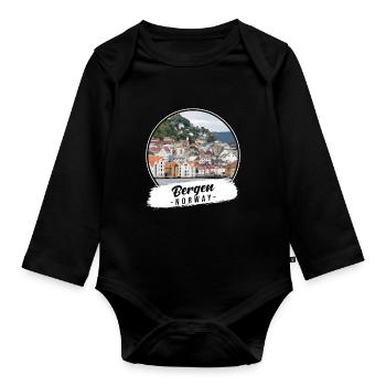 Bergen Norway Souvenir - Organic Longsleeve Baby Bodysuit - black - Front