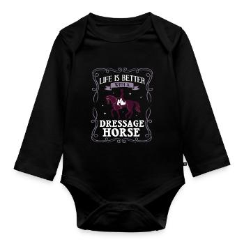 Dressage Riding Horse Training Dressage - Organic Longsleeve Baby Bodysuit - black - Front