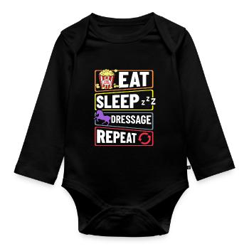 Dressage Riding Horse Training Dressage - Organic Longsleeve Baby Bodysuit - black - Front