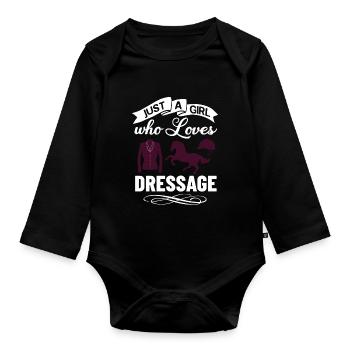 Dressage Riding Horse Training Dressage - Organic Longsleeve Baby Bodysuit - black - Front