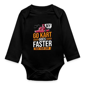 Go Kart Racing Indoor Karting Kartsport Kartbahn - Baby Bio-Langarm-Body - Schwarz - Vorne